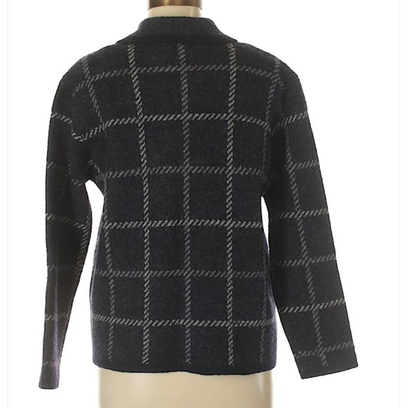 Talbots Wool Cardigan Coat, 100% Wool, Checkered Gingham - Picture 2 of 5